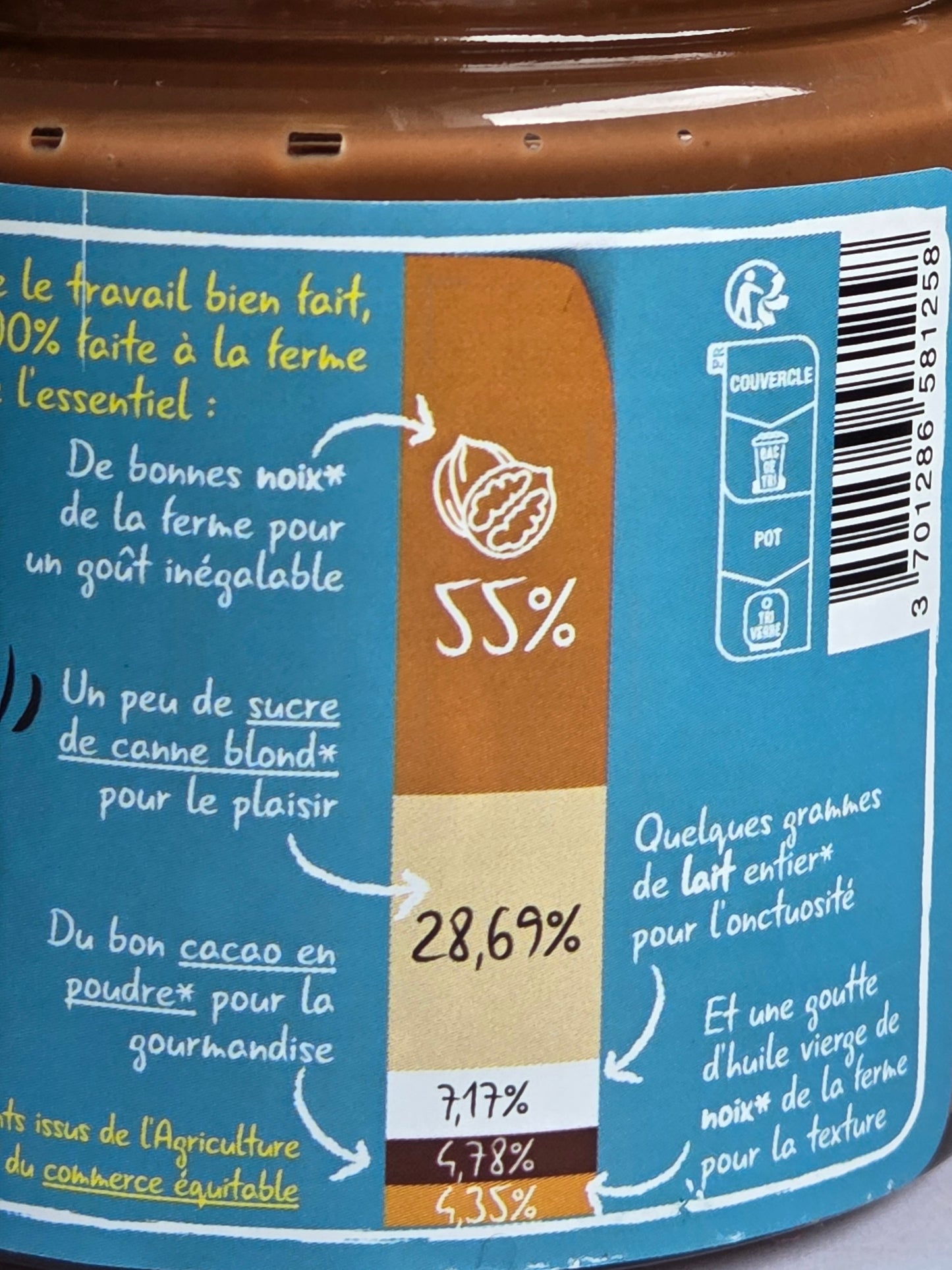 Délici'Noix Chocolat au lait Bio